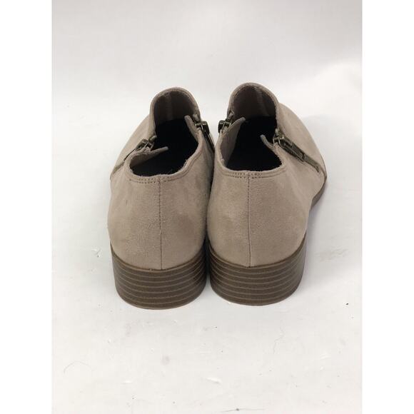 American Eagle Zip Bootie Women 7 Taupe Faux Suede Low Heel Side Zipper Casual - Picture 5 of 8